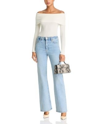 Alice and Olivia Dolan Fold Over Off-the-Shoulder Sweater
