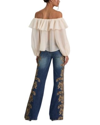 Alice and Olivia Alta Off-the-Shoulder Ruffled Top