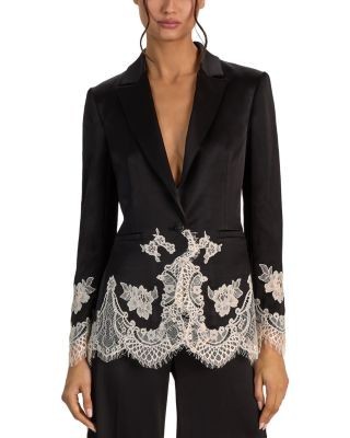Alice and Olivia Breann Lace Trim Blazer