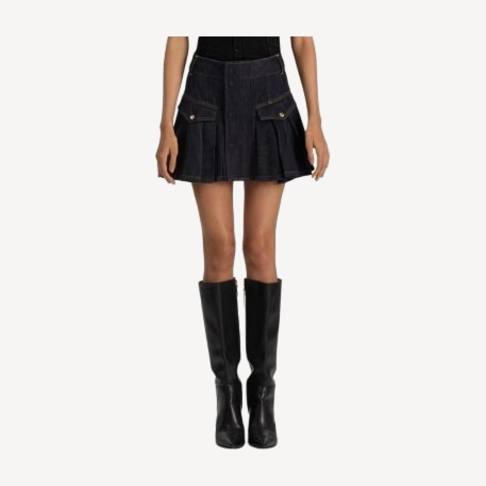 Alice and Olivia Trinity Denim Ruffle Mini Skirt