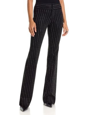 Alice and Olivia Mid Rise Cotton Blend Flare Jeans in Black/Clear Crystal