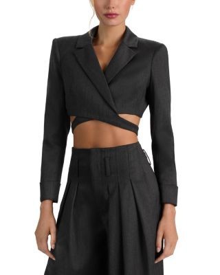 Alice and Olivia Leone Wool Stretch Wrap Blazer
