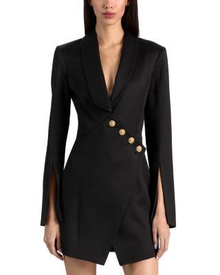 Alice and Olivia The Sculpt Wool Blend Asymmetrical Blazer Dress