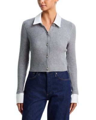 Alice and Olivia Dollie Collared Cashmere & Nylon Cardigan Sweater