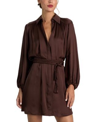 Alice and Olivia Margaux Blouson Sleeve Tie Front Mini Dress