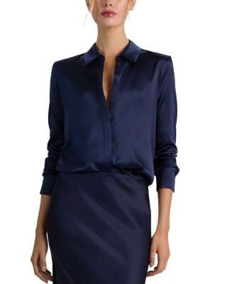 Alice and Olivia Brady Silk Stretch Slim Blouse