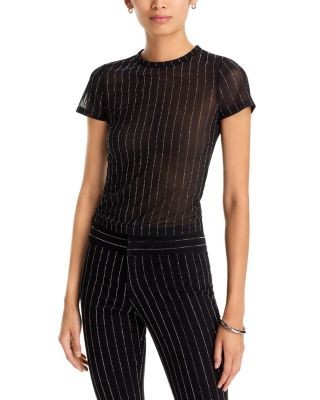 Alice and Olivia Tess Embellished Short Sleeve Tee