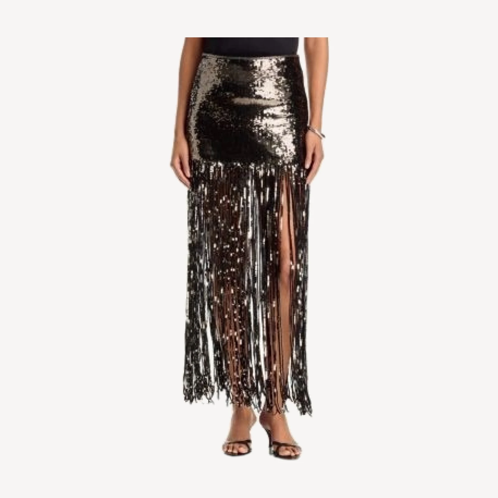 Alice and Olivia Kendra Sequin Fringe Maxi Skirt