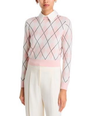 Alice and Olivia Carolann Wool Blend Collared Sweater