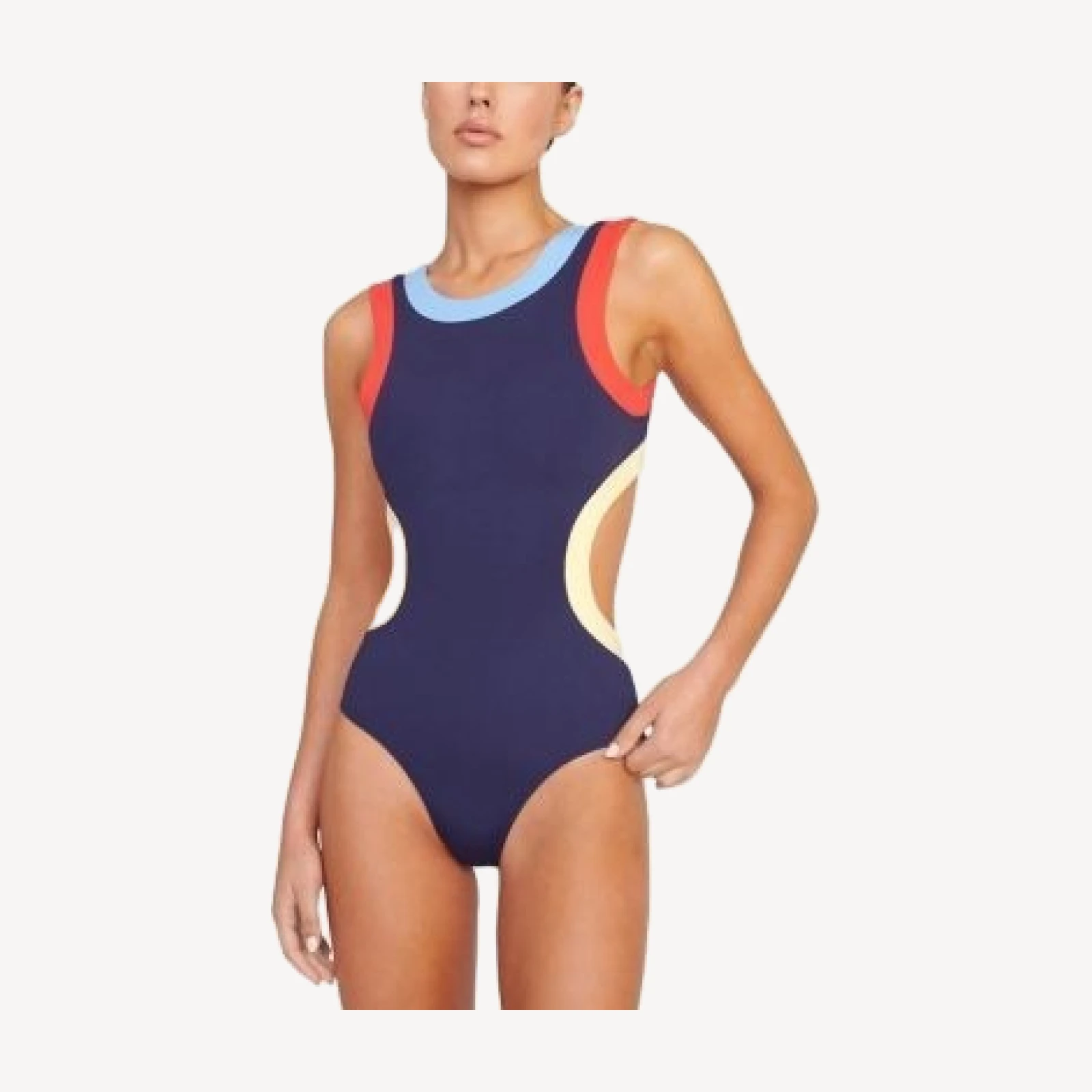 Staud Dolce One Piece Swimsuit in Navy Colorblock
