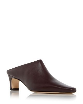 Staud Women's Wally Leather Mid Heel Mules