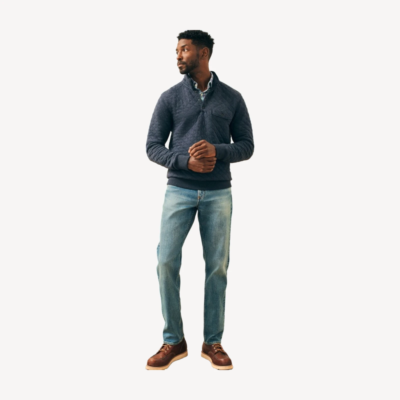 Epic Quilted Fleece Pullover - Navy Melange