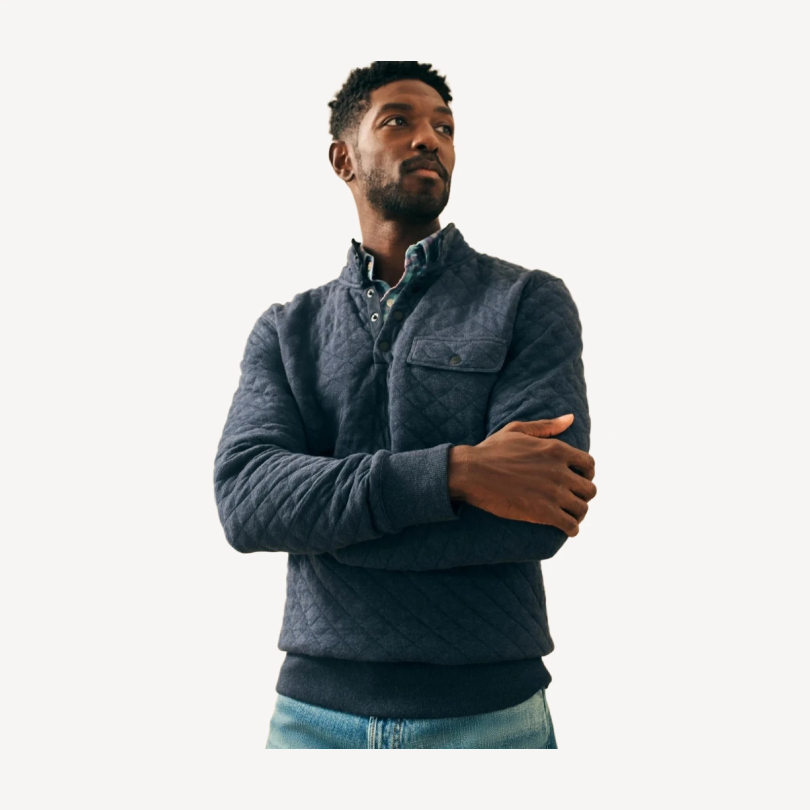 Epic Quilted Fleece Pullover - Navy Melange