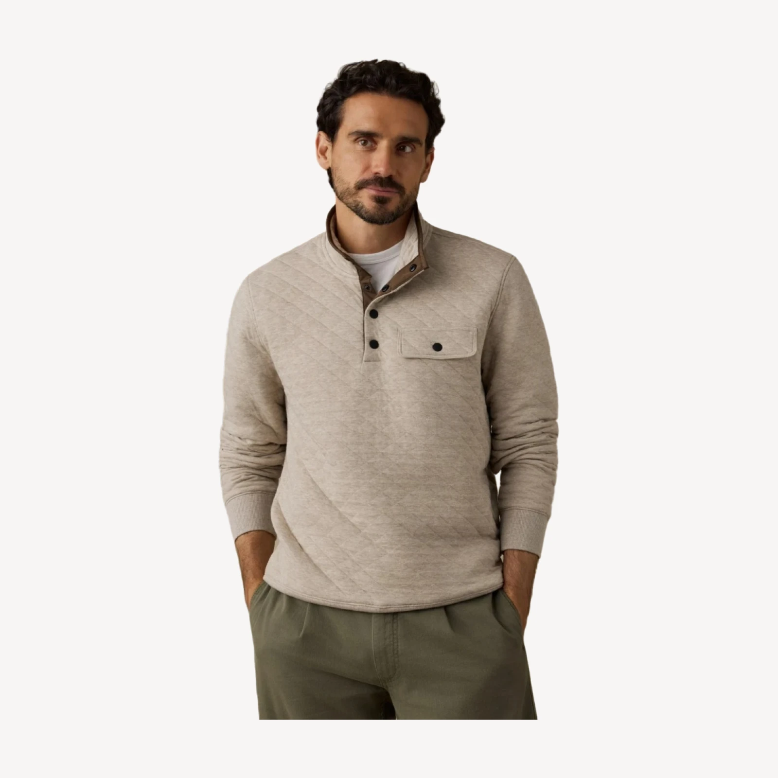 Epic Quilted Fleece Pullover - Oatmeal Melange
