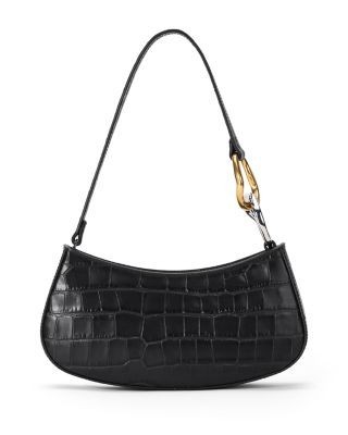Staud Ollie Croco Embossed Leather Shoulder Bag