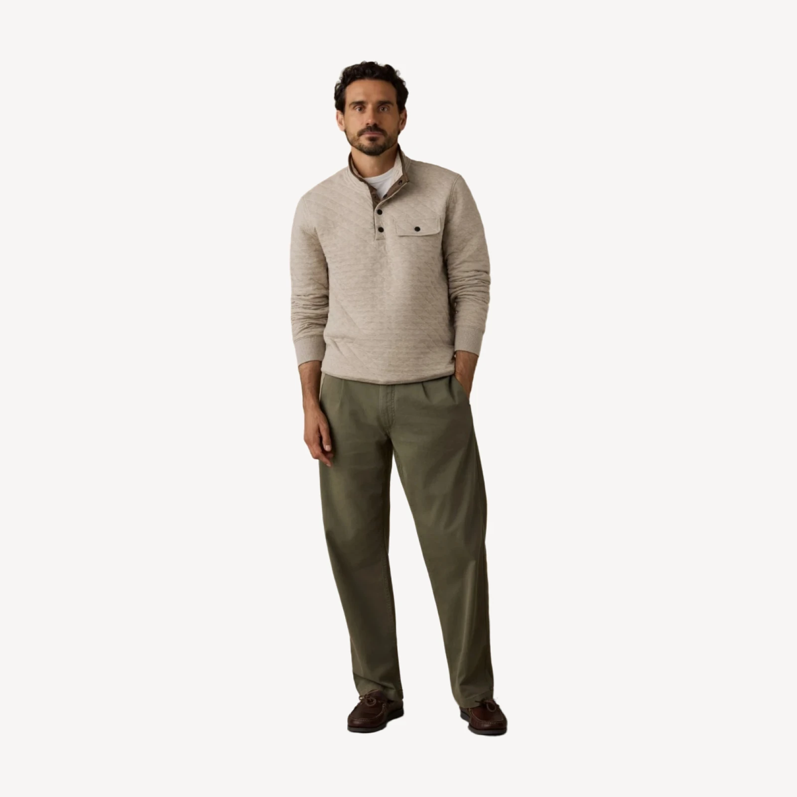 Epic Quilted Fleece Pullover - Oatmeal Melange