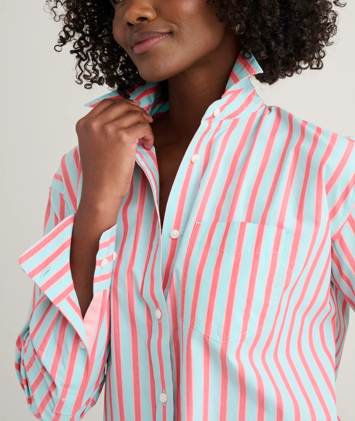 Stretch Cotton Poplin Relaxed Fit Melanie Shirt