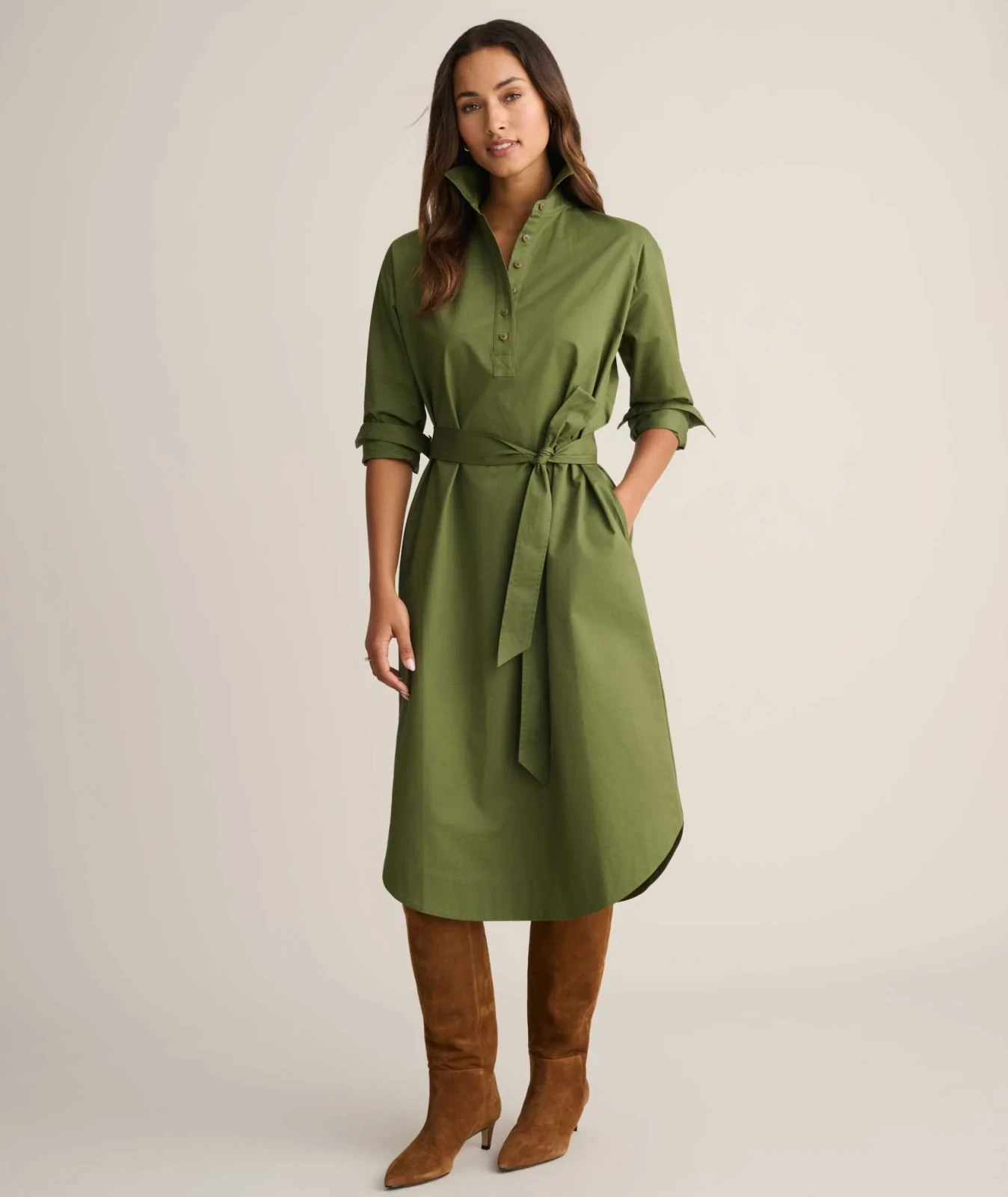 Stretch Cotton Popover Amanda Shirtdress