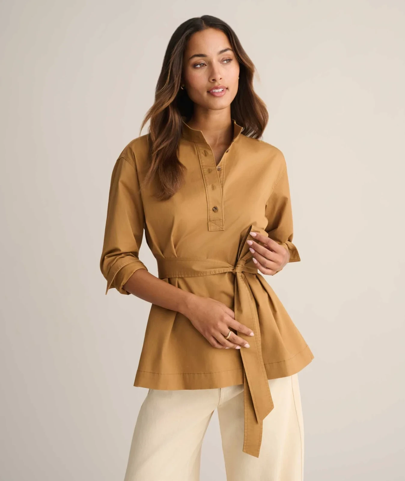 Stretch Cotton Belted Popover Darcy Shirt
