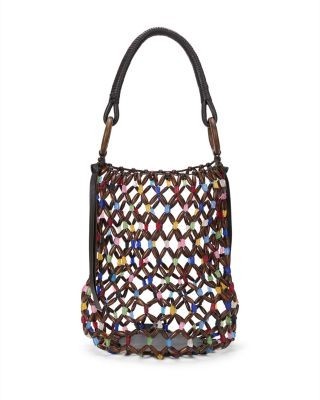 Staud Del Mar Beaded Leather Bucket Bag