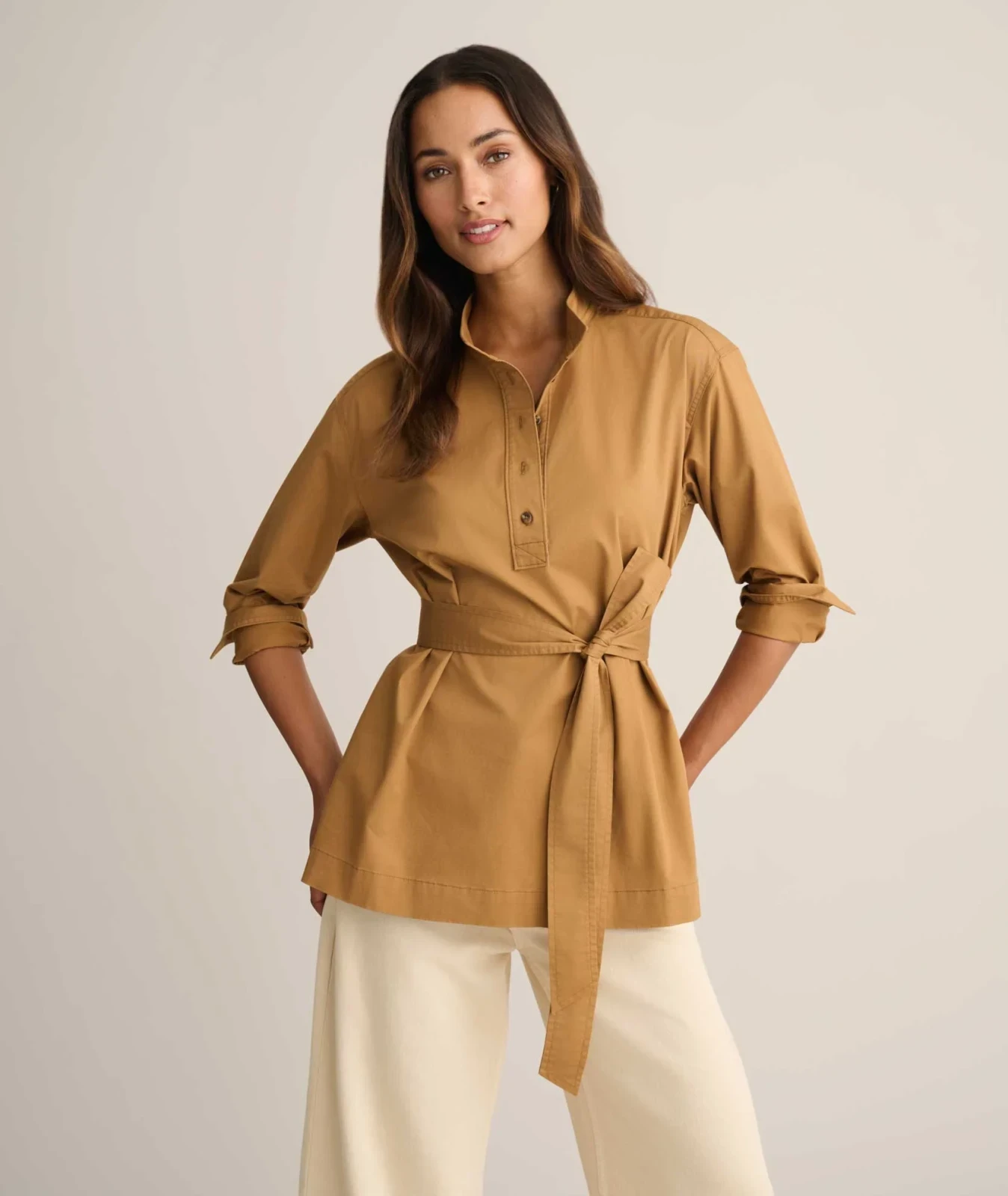 Stretch Cotton Belted Popover Darcy Shirt