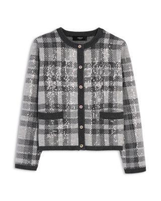 Aqua Girls' Plaid Sequin Cardigan Big Kid - Exclusive