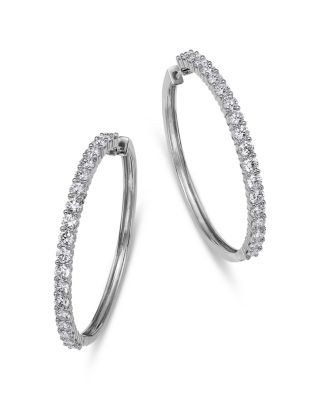 Bloomingdale's Fine Collection Diamond Hoop Earrings in 14K White Gold, 3.0 tcw