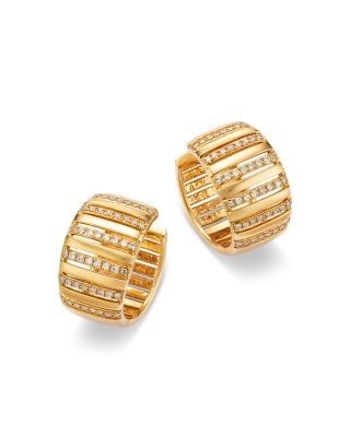 Bloomingdale's Fine Collection Diamond Huggie Hoop Earrings in 14K Yellow Gold, 0.32 tcw