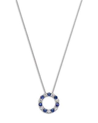 Bloomingdale's Fine Collection Blue Sapphire & White Sapphire Circle Pendant Necklace in 14K White Gold, 18