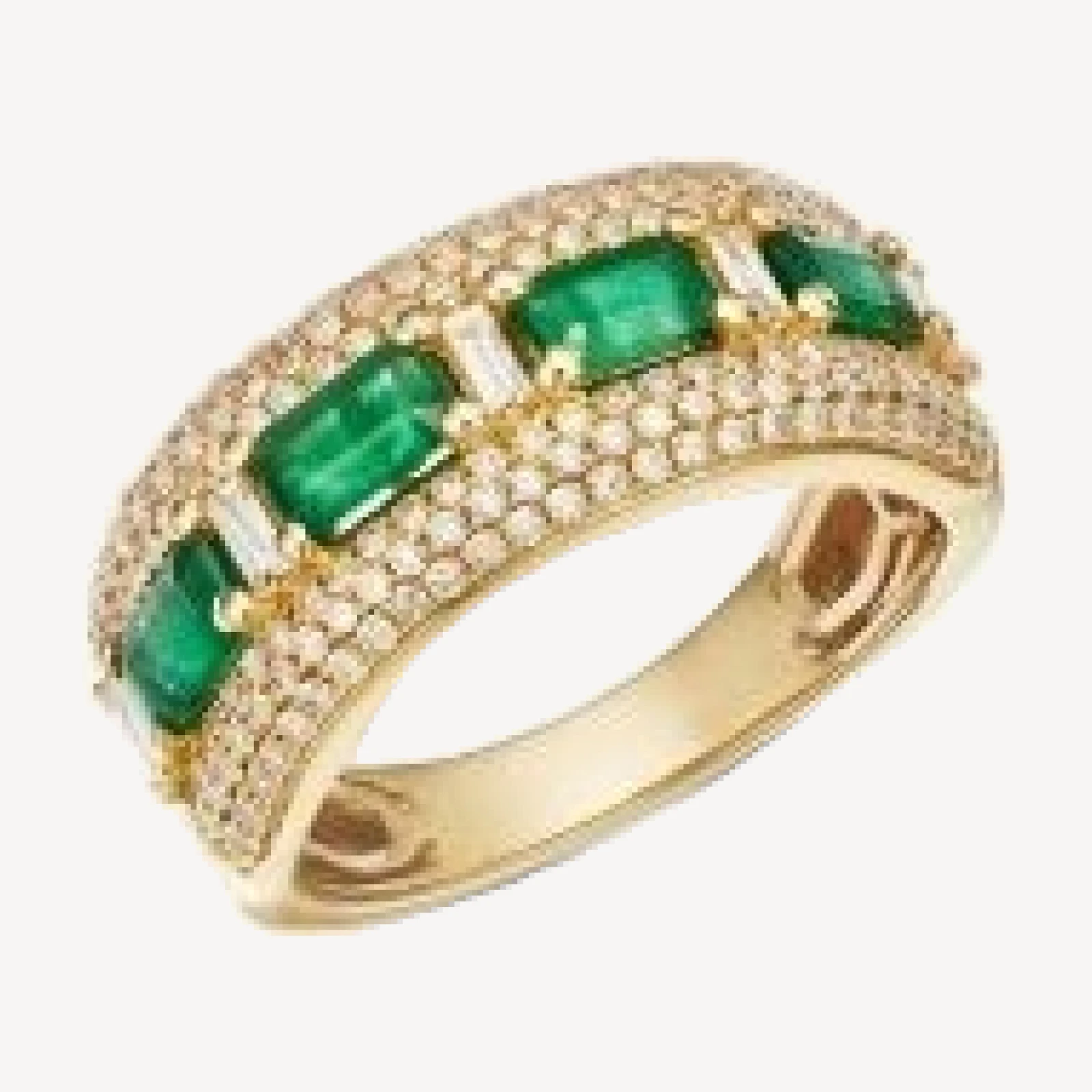 Bloomingdale's Fine Collection Emerald & Diamond Pave Ring in 14K Yellow Gold