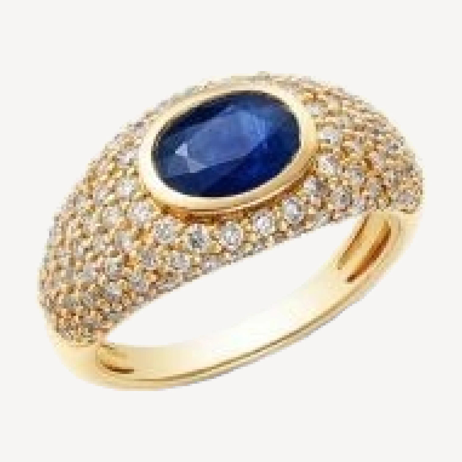 Bloomingdale's Fine Collection Sapphire & Diamond Oval Pave Ring in 14K Yellow Gold