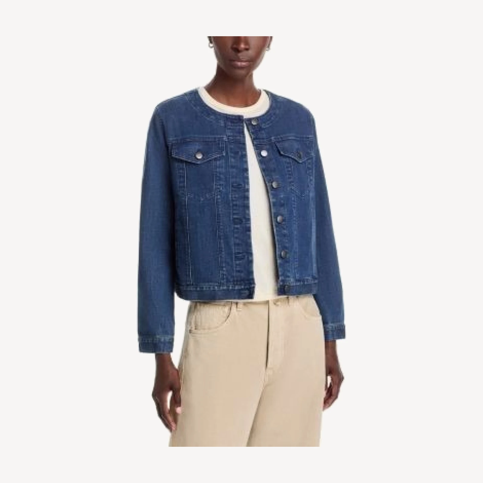 Eileen Fisher Round Neck Jean Jacket