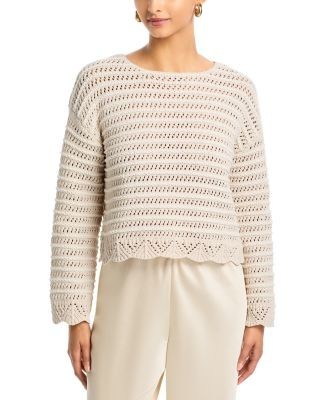 Aqua Pointelle Crewneck Sweater - Exclusive