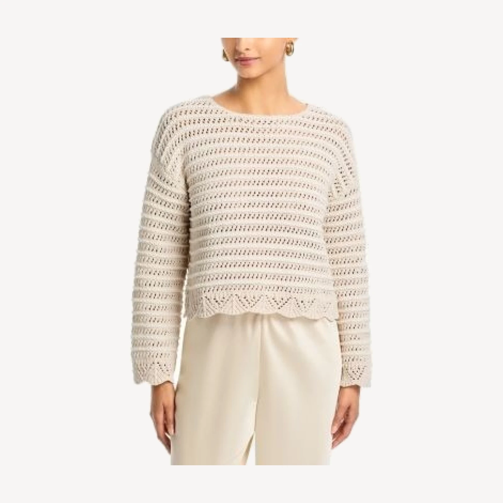 Aqua Pointelle Crewneck Sweater - Exclusive