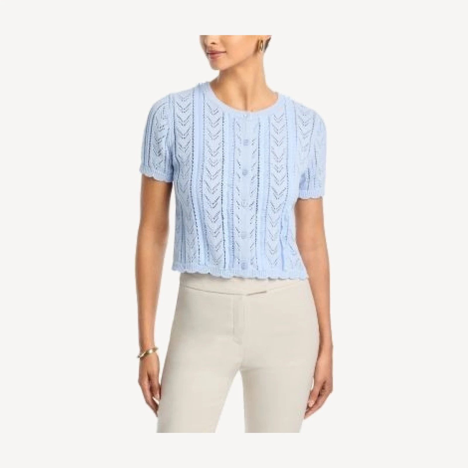 Aqua Pointelle Scoop Neck Sweater - Exclusive