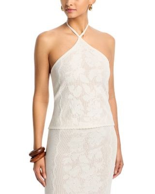 Aqua Placed Crochet Halter Top - Exclusive