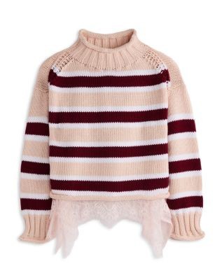 Aqua Girls' Mock Neck Sweater With Lace Trim, Big Kid - Exclusive