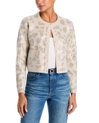Aqua Clear Sequin Leopard Cardigan - Exclusive