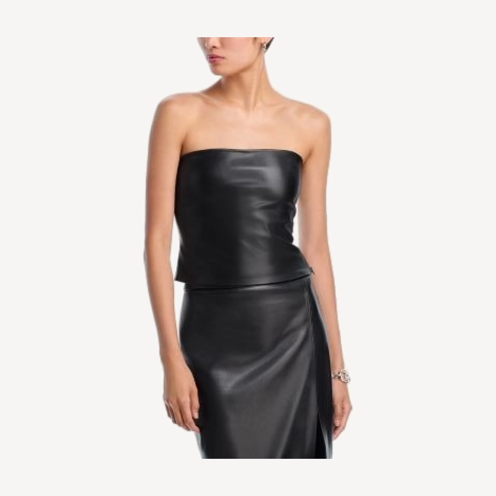 Aqua Faux Leather Strapless Top - Exclusive
