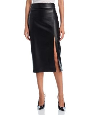 Aqua Faux Leather Midi Skirt - Exclusive