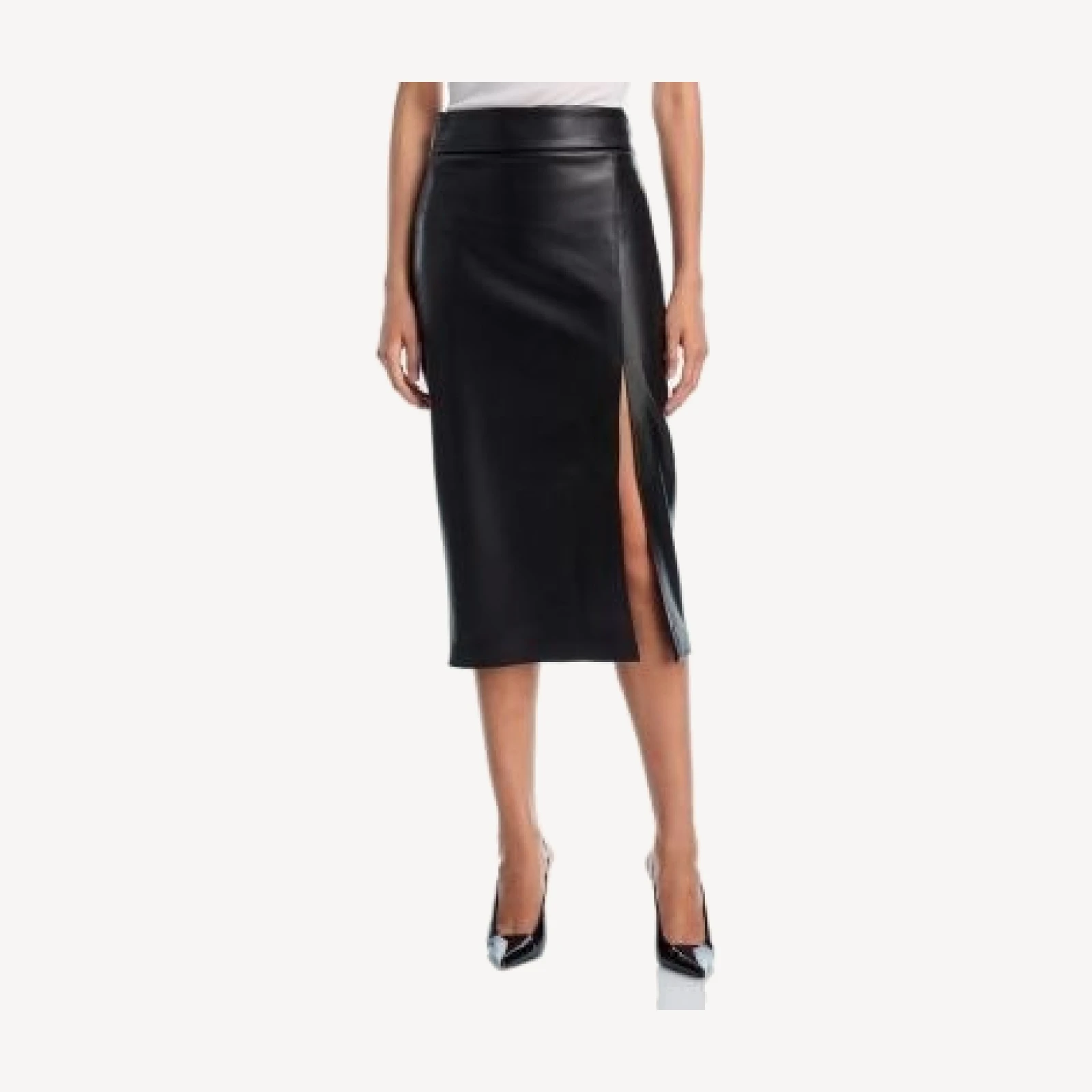 Aqua Faux Leather Midi Skirt - Exclusive