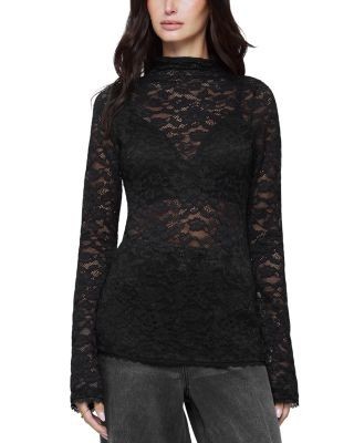 Splendid Skyler Stretch Lace Turtleneck Top