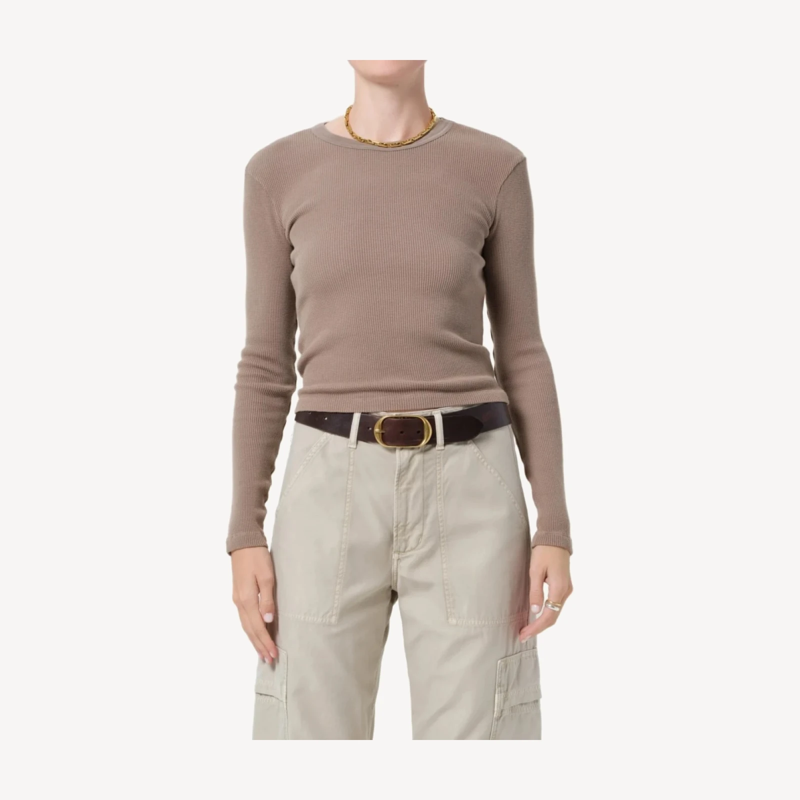 Pilar Waffle Crewneck in Bezal