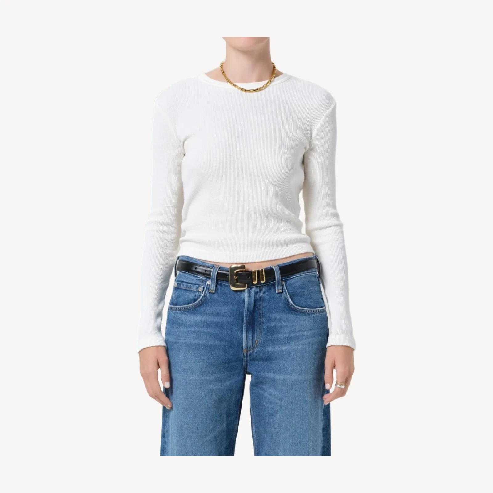 Pilar Waffle Crewneck in Pashmina
