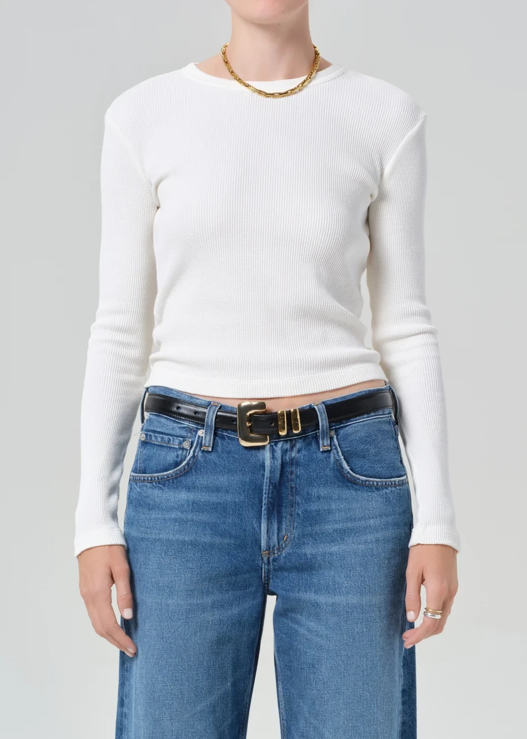 Pilar Waffle Crewneck in Pashmina