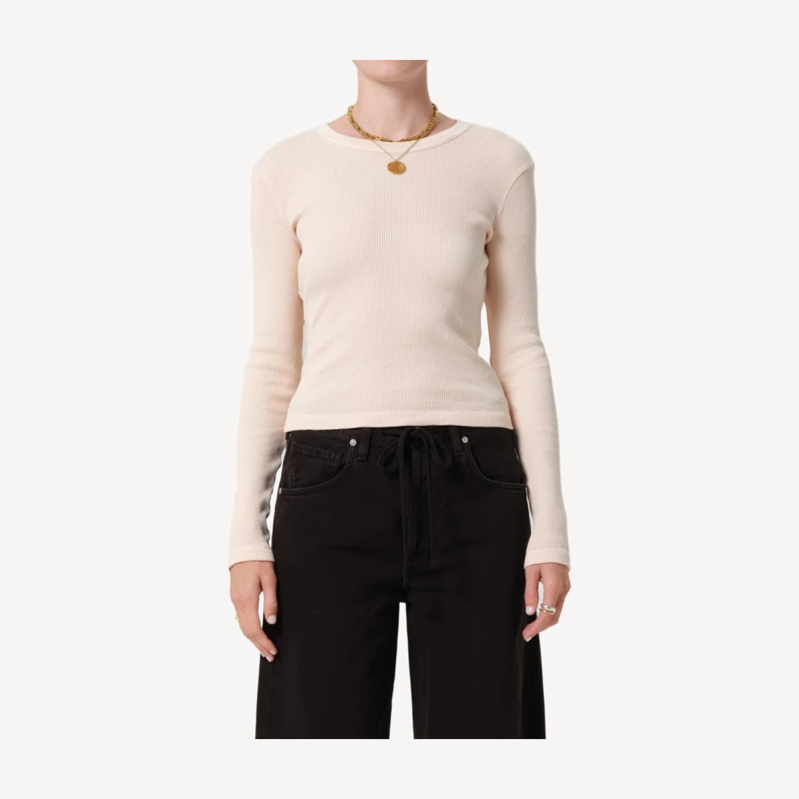 Pilar Waffle Crewneck in Shrimp