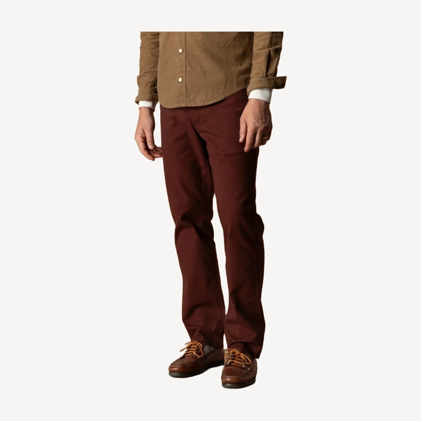 Classic Fit Pinpoint Canvas Five-Pocket - Burgundy Brown