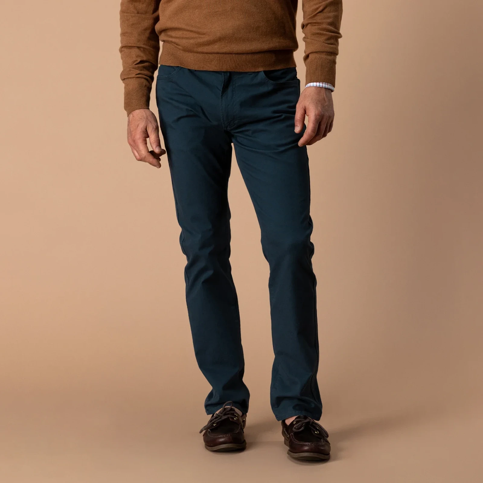 Slim Fit Pinpoint Canvas Five-Pocket - Midnight Navy