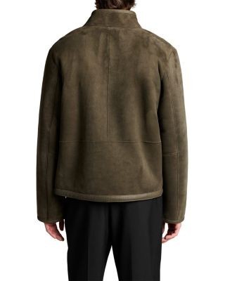 Vince Shearling Leather Funnel Neck Zip Jacket