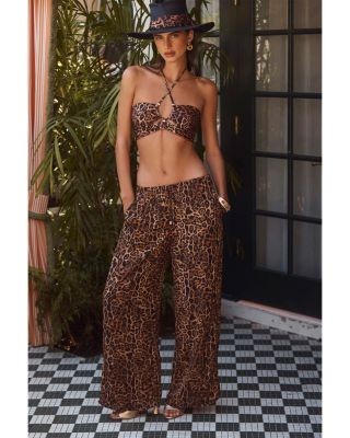 L'Agence Geraldine Patch Leopard Pants Swim Cover-Up
